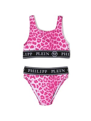 Philipp Plein Junior leopard-print bikini set - Pink