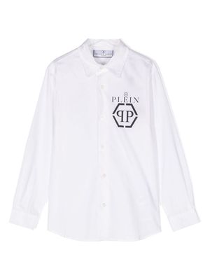 Philipp Plein Junior logo-print cotton shirt - White