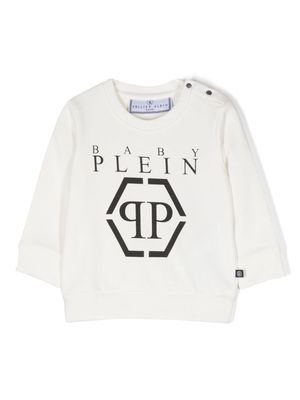 Philipp Plein Junior logo-print cotton sweatshirt - White
