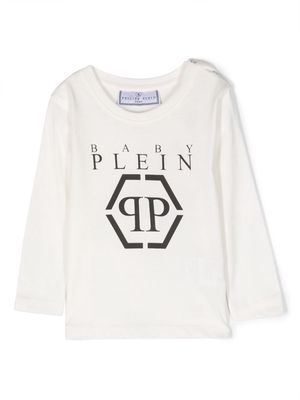Philipp Plein Junior logo-print cotton T-shirt - Neutrals