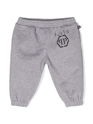 Philipp Plein Junior logo-print cotton track pants - Grey