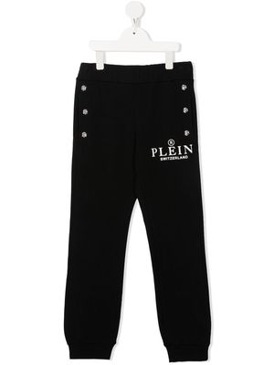 Philipp Plein Junior logo-print cotton track trousers - Black