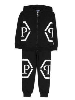Philipp Plein Junior logo-print cotton tracksuit set - Black