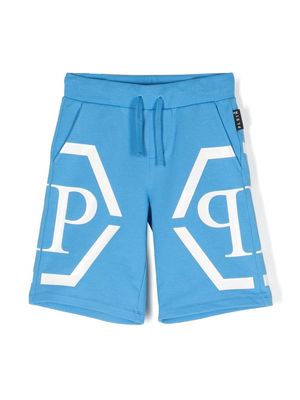 Philipp Plein Junior logo-print detail shorts - 40588 BLUE