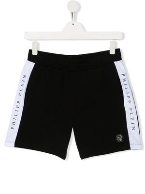 Philipp Plein Junior logo-print detail shorts - Black