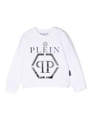 Philipp Plein Junior logo-print detail sweatshirt - White