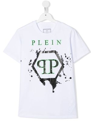 Philipp Plein Junior logo-print detail T-shirt - White