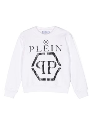 Philipp Plein Junior logo-print long-sleeve sweatshirt - White
