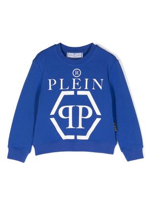 Philipp Plein Junior logo-print long-sleeved sweatshirt - Blue