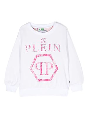 Philipp Plein Junior logo-print long-sleeved sweatshirt - White