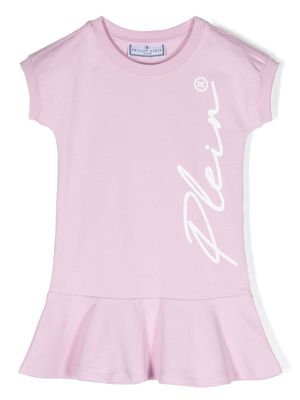 Philipp Plein Junior logo-print short-sleeved dress - Pink