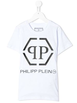 Philipp Plein Junior logo stamp T-shirt - White