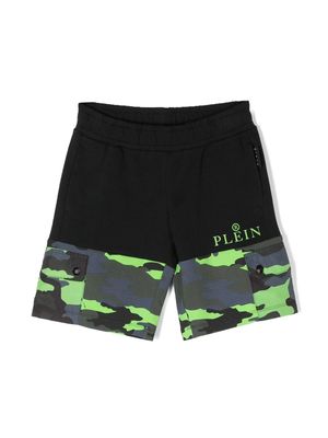 Philipp Plein Junior Plein camouflage-print shorts - Black