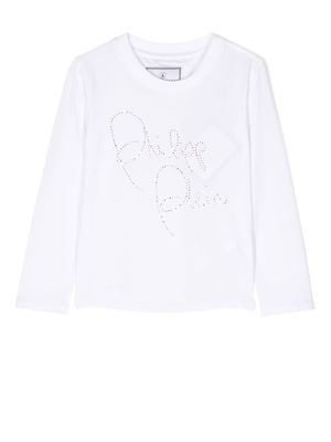 Philipp Plein Junior rhinestone cotton T-shirt - White