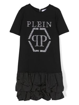 Philipp Plein Junior rhinestone-embellished short-sleeve dress - Black