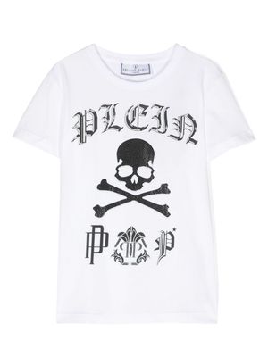 Philipp Plein Junior skull logo print T-shirt - White