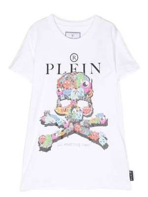 Philipp Plein Junior skull-print graphic T-shirt - White