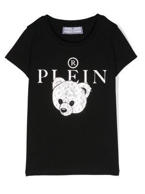Philipp Plein Junior Teddy bear-print cotton T-shirt - Black