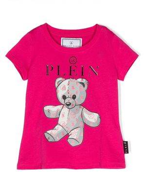 Philipp Plein Junior teddy bear print T-shirt - Pink