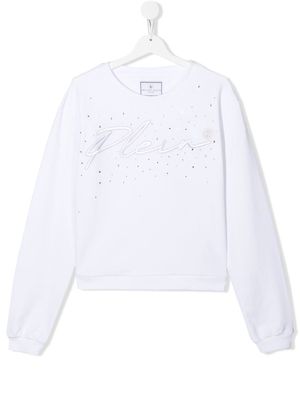 Philipp Plein Junior TEEN logo-embroidered sweatshirt - White