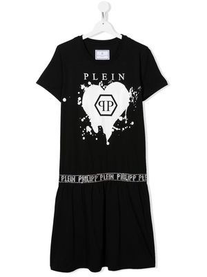 Philipp Plein Junior TEEN logo-print T-shirt dress - Black
