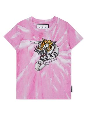 Philipp Plein Junior tie-dye print cotton T-shirt - Pink