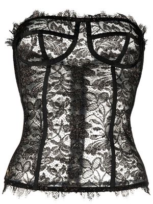 Philipp Plein lace-detail bustier top - Black