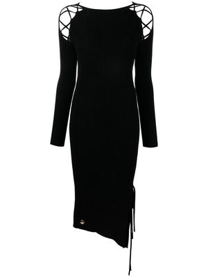 Philipp Plein lace-detail ribbed-knit dress - Black