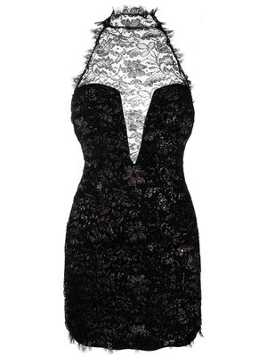 Philipp Plein Lace halterneck mini dress - Black