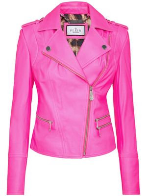 Philipp Plein leather biker jacket - Pink