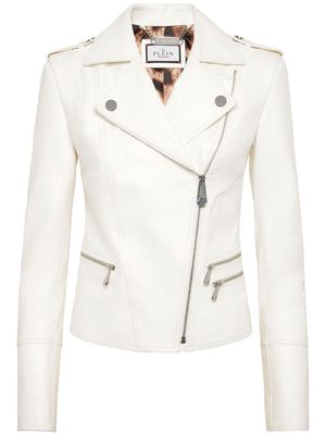Philipp Plein leather biker jacket - White