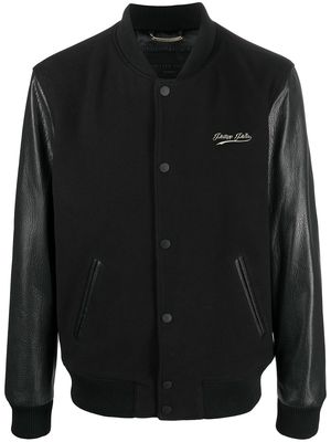 Philipp Plein leather sleeve bomber jacket - Black