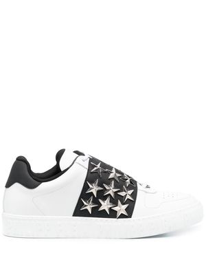 Philipp Plein leather star studded sneakers - White