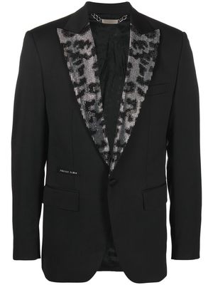 Philipp Plein leopard-pattern embellished blazer - Black
