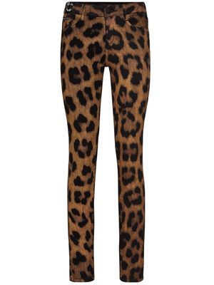 Philipp Plein leopard-print super skinny jeans - Brown