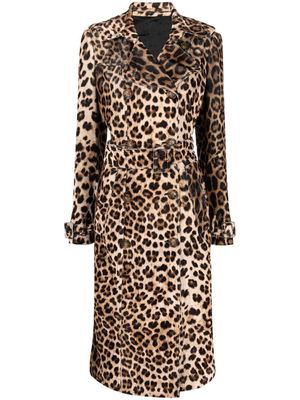Philipp Plein leopard-print trench coat - Brown