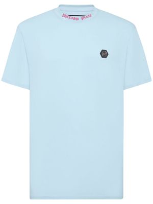 Philipp Plein logo-appliqué cotton T-shirt - Blue