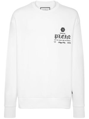 Philipp Plein logo-appliqué crew-neck sweatshirt - White
