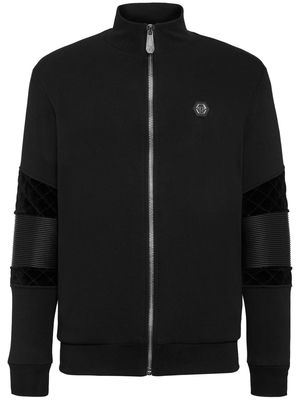 Philipp Plein logo appliqué jersey jacket - Black