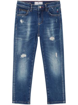 Philipp Plein logo-appliqué straight-leg jeans - Blue