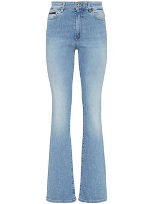 Philipp Plein logo-appliquéd flared jeans - Blue