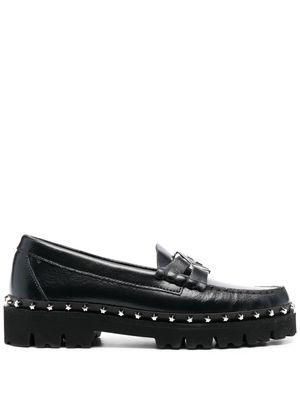 Philipp Plein logo-buckle leather loafers - Black