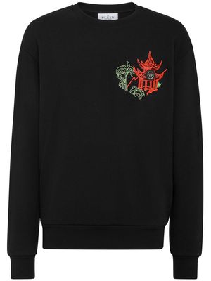 Philipp Plein logo-embellished long-sleeve sweatshirt - Black