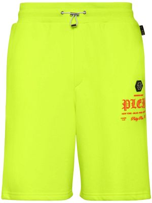 Philipp Plein logo-embossed track shorts - Yellow