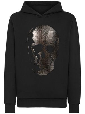 Philipp Plein logo-embroidered cotton hoodie - Black