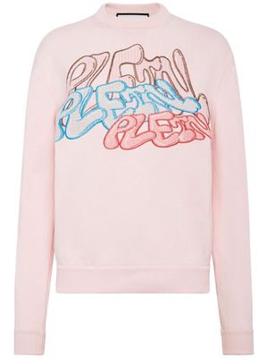 Philipp Plein logo-embroidered cotton sweatshirt - Pink