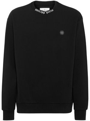 Philipp Plein logo-embroidered crew-neck sweatshirt - Black