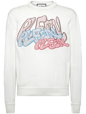 Philipp Plein logo-embroidered crew-neck sweatshirt - White