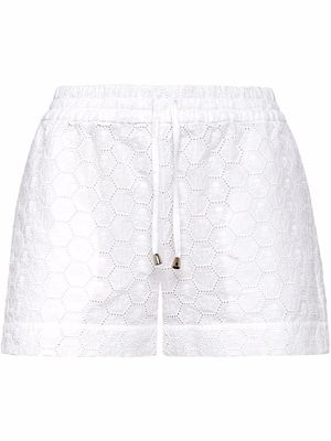 Philipp Plein logo-embroidered lace shorts - White