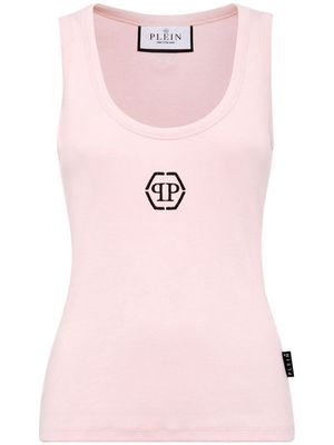 Philipp Plein logo-embroidered ribbed tank top - Pink